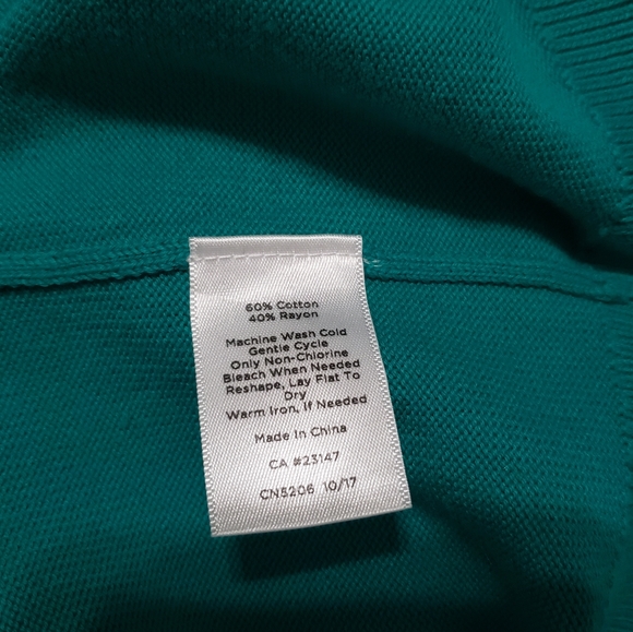 Talbots Teal Green V-Neck Cardigan Sz M - Picture 5 of 10
